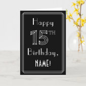 15e verjaardag: Art Deco Style # 15 en aangepaste Kaart (Gele Bloem)