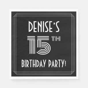 15e verjaardag: Art Deco Style + aangepaste naam Servet