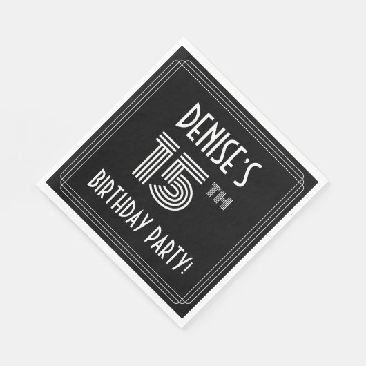 15e verjaardag: Art Deco Style + aangepaste naam Servet (Hoek)