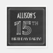 15e verjaardag: Art Deco Style + aangepaste naam Servet (Voorkant)