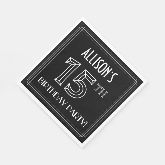 15e verjaardag: Art Deco Style + aangepaste naam Servet (Hoek)