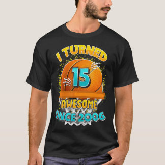15e verjaardag basketbal van 15 jaar oud Gif T-shirt