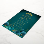 15e Verjaardag Blauwgroen Bloemenvlinder Quinceane Folie Uitnodiging (Gedraaid)