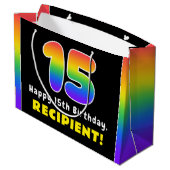 15e verjaardag: Colorful Rainbow # 15, aangepaste  Groot Cadeauzakje (Achterkant Gekanteld)