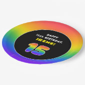 15e verjaardag: Colorful Rainbow # 15, aangepaste Papieren Bordje (Gekanteld)