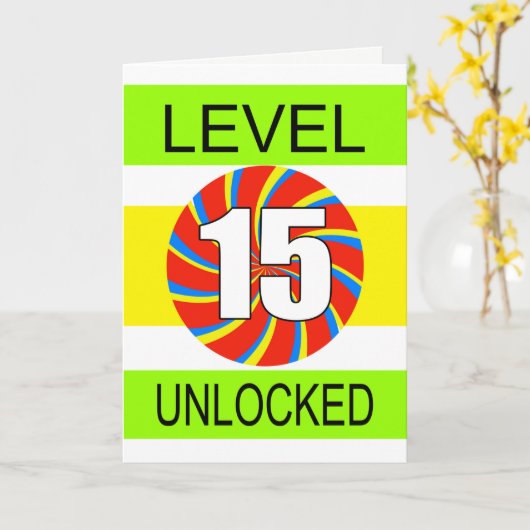 15e verjaardag computergamer kaart (Gele Bloem)