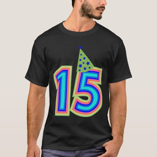15e verjaardag Cute 15-jarige regenboogjongen meis T-shirt (Voorkant)