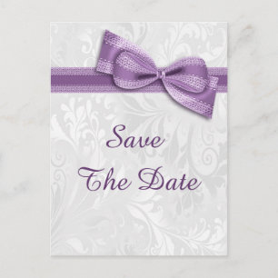 15e verjaardag Damask en Faux Bow Save the Date Aankondigingskaart