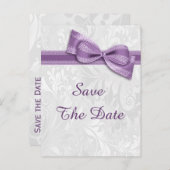 15e Verjaardag Damask en Faux Bow Save The Date Aankondigingskaart (Voorkant / Achterkant)