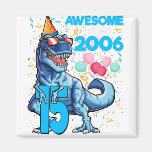15e verjaardag Dinosaur 15-jarige jongen Kinderen Magneet