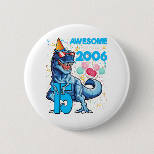 15e verjaardag Dinosaur 15-jarige jongen Kinderen Ronde Button 5,7 Cm