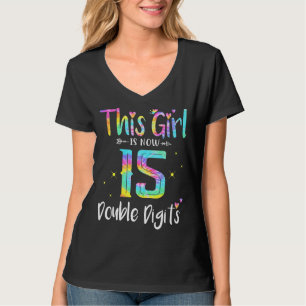 15e verjaardag Dit meisje is nu 15 dubbele cijfers T-shirt