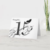 15e verjaardag, dochter, vlinder, zwart en wit. kaart (Voorkant)