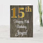 15e verjaardag: Elegant Faux Gold Look #, Faux Woo Kaart (Voorkant)