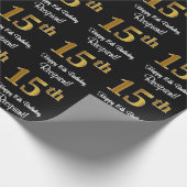 15e verjaardag: Elegant luxe Faux Gold-look # Cadeaupapier (Hoek)