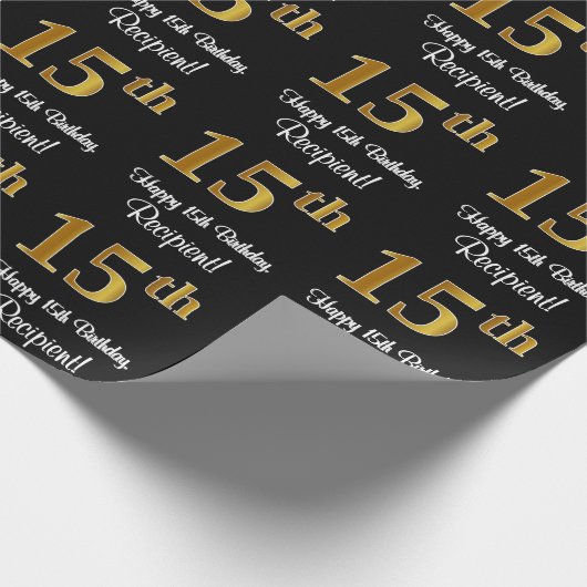 15e verjaardag: Elegant luxe Faux Gold-look # Cadeaupapier (Hoek)