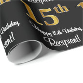 15e verjaardag: Elegant luxe Faux Gold-look # Cadeaupapier (Rol Hoek)