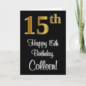 15e verjaardag ~ Elegant Luxe Faux Gold Look # Kaart (Voorkant)