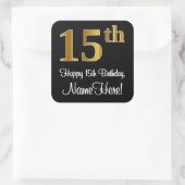 15e verjaardag - Elegante luxe Faux Gold look # Vierkante Sticker (Tas)