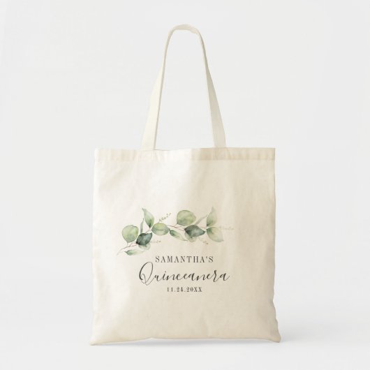 15e verjaardag Eucalyptus Quinceanera Greenery Tote Bag (Voorkant)