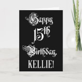 15e verjaardag: Fancy, elegant script + aangepaste Kaart (Voorkant)