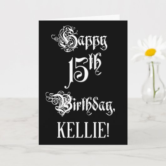 15e verjaardag: Fancy, elegant script + aangepaste Kaart (Kleine Plant)