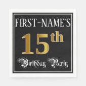 15e verjaardag — Fancy script, Faux Gold look Servet (Voorkant)