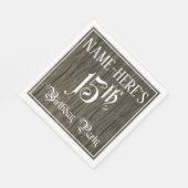 15e verjaardag — Fancy script, kijk op hout Servet (Hoek)