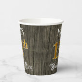 15e verjaardag - Faux Gold & Faux Wood Papieren Bekers (Links)