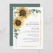 15e verjaardag Floral Eucalyptus Quinceanera Party Kaart (Voorkant / Achterkant)