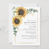 15e verjaardag Floral Eucalyptus Quinceanera Party Kaart (Voorkant)