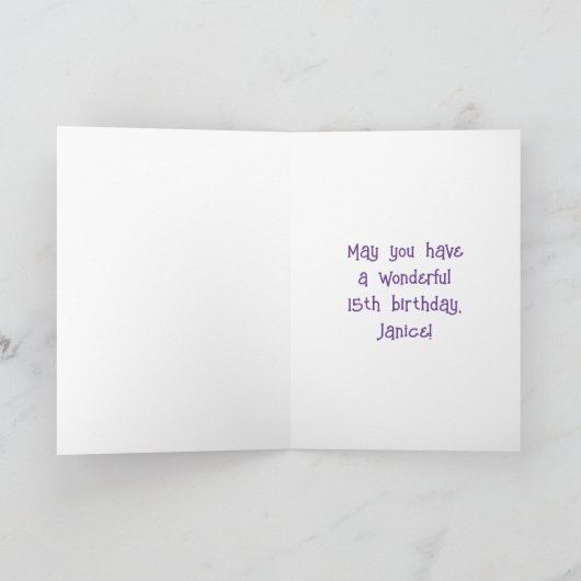 15e verjaardag: Floral Flowers Number, Custom Name Kaart (Binnen)