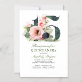 15e verjaardag Floral Quinceanera Magnetische Uitnodiging (Voorkant)