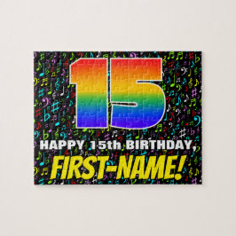 15e verjaardag — Fun, Colorful Music Symbols & "15 Legpuzzel