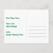 15e verjaardag: Fun Hearts Pattern, Regenboog 15 Briefkaart (Achterkant)