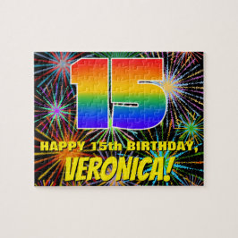 15e verjaardag: Fun, kleurrijk gevuurwerk Legpuzzel