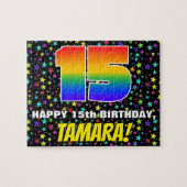 15e verjaardag — Fun, kleurrijk Star Field Pattern Legpuzzel (Horizontaal)