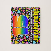 15e verjaardag — Fun, liefhebbende hartvormen + "1 Legpuzzel (Verticaal)