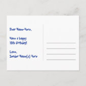 15e verjaardag: Fun Stars Pattern, Rainbow 15, Naa Briefkaart (Achterkant)