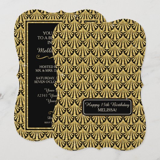 15e verjaardag Glam Grote Gatsby-stijl Kaart (Voorkant / Achterkant)