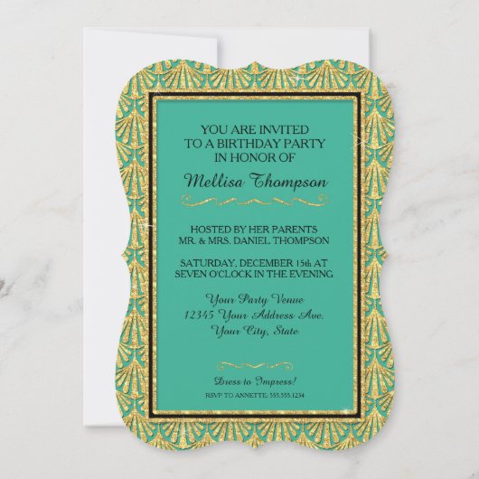 15e verjaardag Glam Grote Gatsby-stijl Kaart (Achterkant)