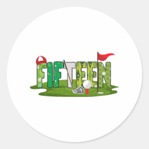 15e verjaardag golfthema 15 jaar oude Kinder sport Ronde Sticker