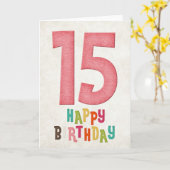15e verjaardag Happy Birthday Kaart Design (Gele Bloem)