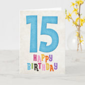 15e verjaardag Happy Birthday Kaart Design 2 (Gele Bloem)