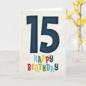 15e verjaardag Happy Birthday Kaart Design 3 (Gele Bloem)