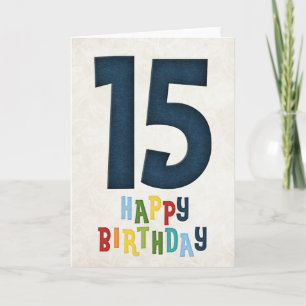 15e verjaardag Happy Birthday Kaart Design 3