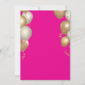 15e verjaardag Hot Pink en Gold Balloons Confetti Kaart (Achterkant)