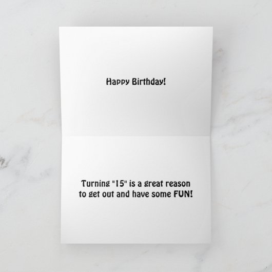"15e VERJAARDAG" IS TIJD OM PLEZIER TE HEBBEN / TE Kaart (Binnen)