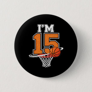 15e verjaardag Jongens skelet speler sport 15 jaar Ronde Button 5,7 Cm