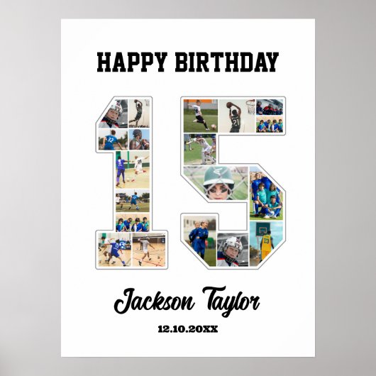 15e verjaardag Jubileum nummer 15 fotocollage Poster (Voorkant)
